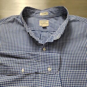 J Crew Secret Wash Shirt Classic Fit Button Down Men's XL Blue Gingham